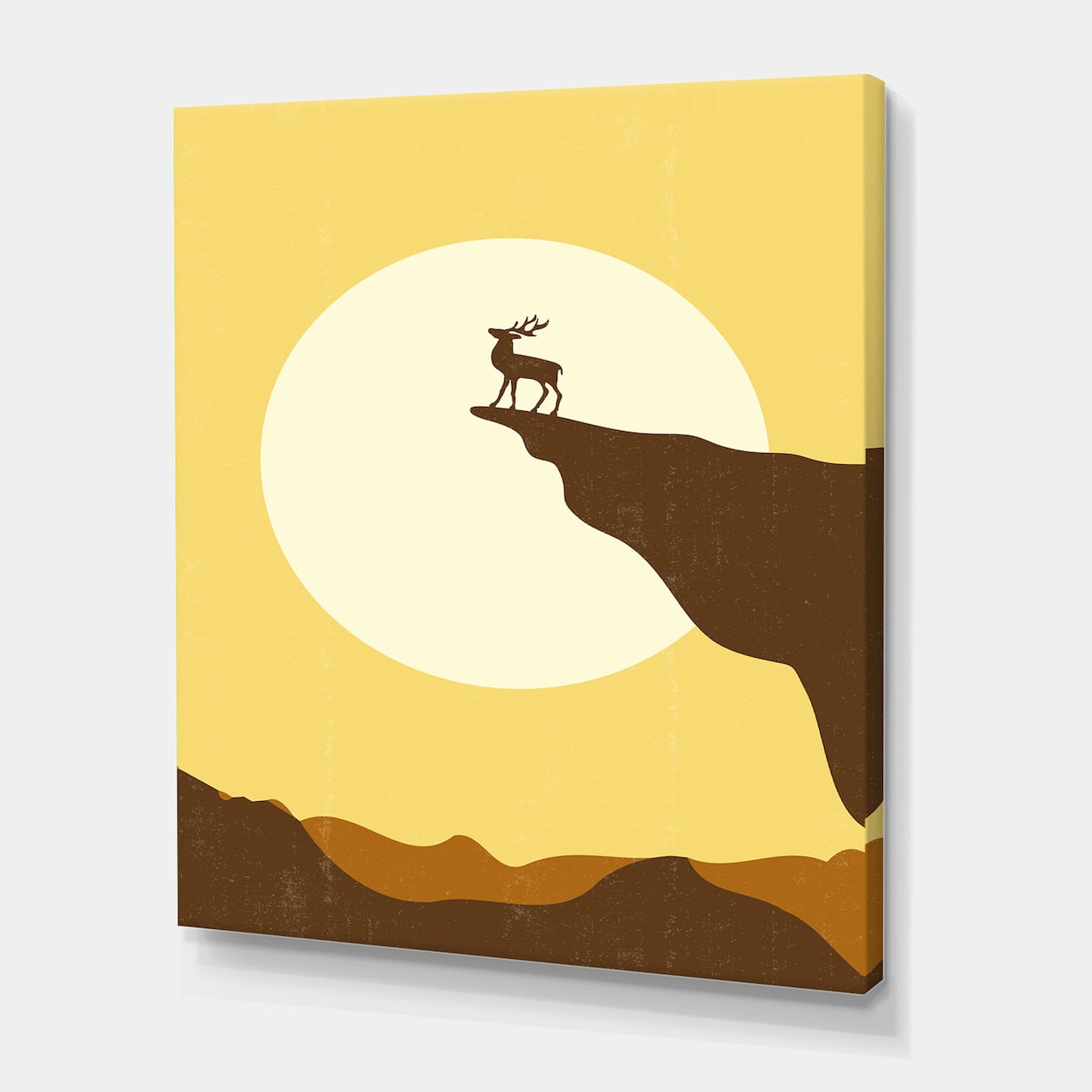 Designart - Minimalistic Deer At Sunset On Mountain Top Sunset - Lake House Canvas Wall Art Print